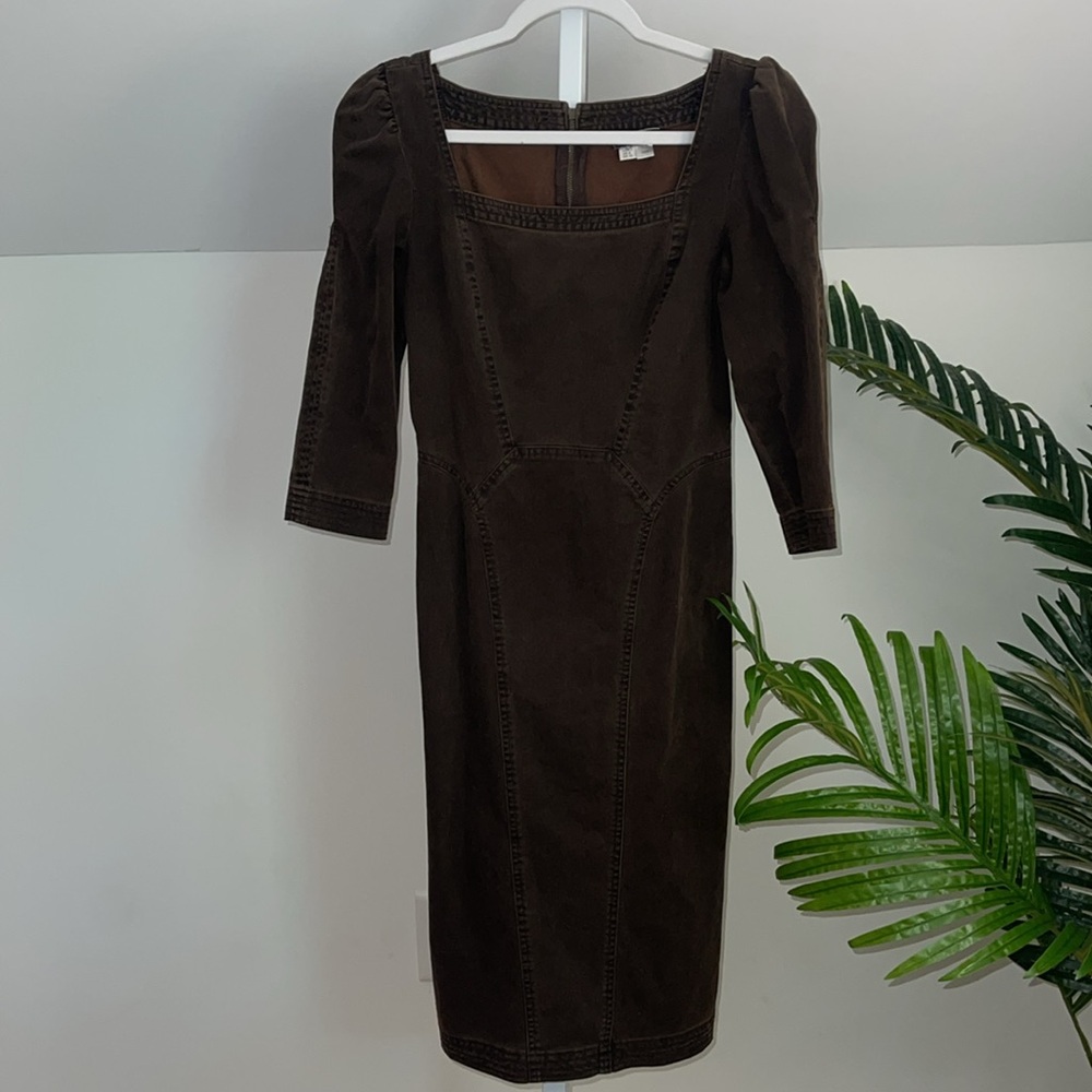Peruvian Connection Brown Denim Vintage safari‎ dress 2